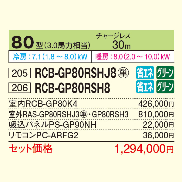 RCB-GP80RSHJ8 / RCB-GP80RSH8