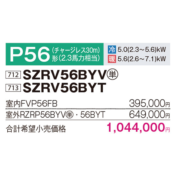 SZRV56BYV / SZRV56BYT