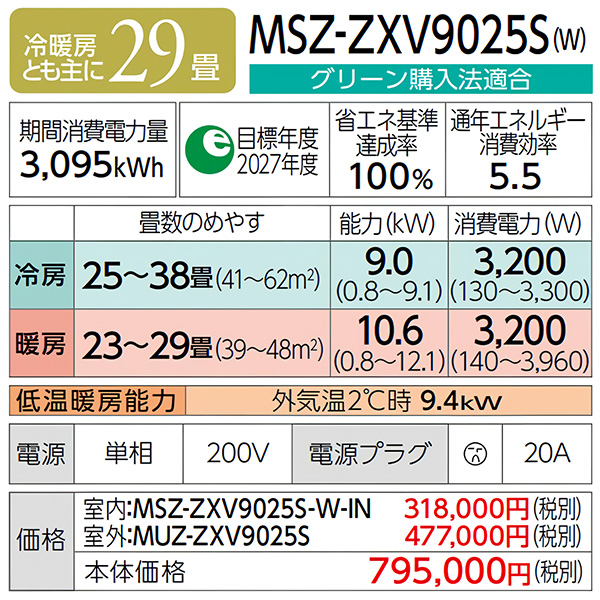 MSZ-ZXV9025S-W