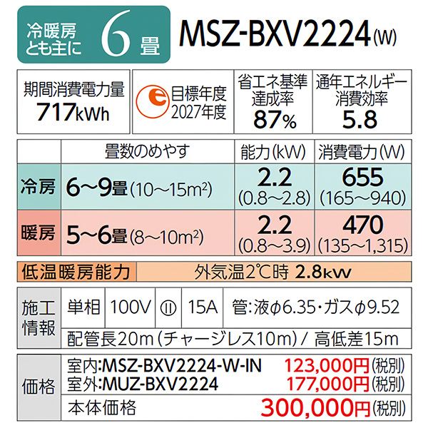 MSZ-BXV2224-W