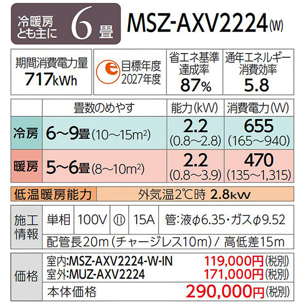 MSZ-AXV2224-W