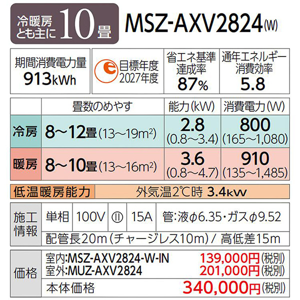 MSZ-AXV2824-W