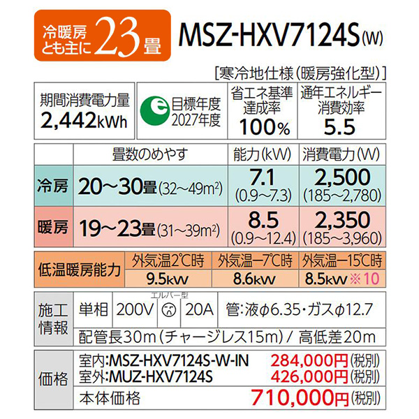 MSZ-HXV7124S-W