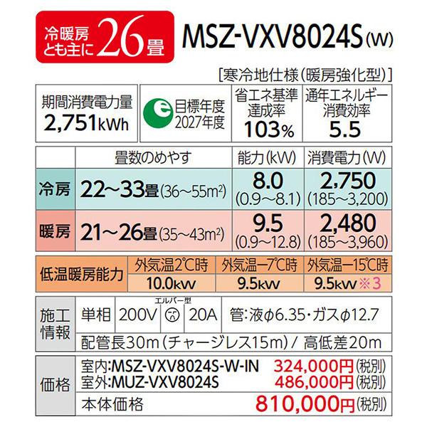 MSZ-VXV8024S-W