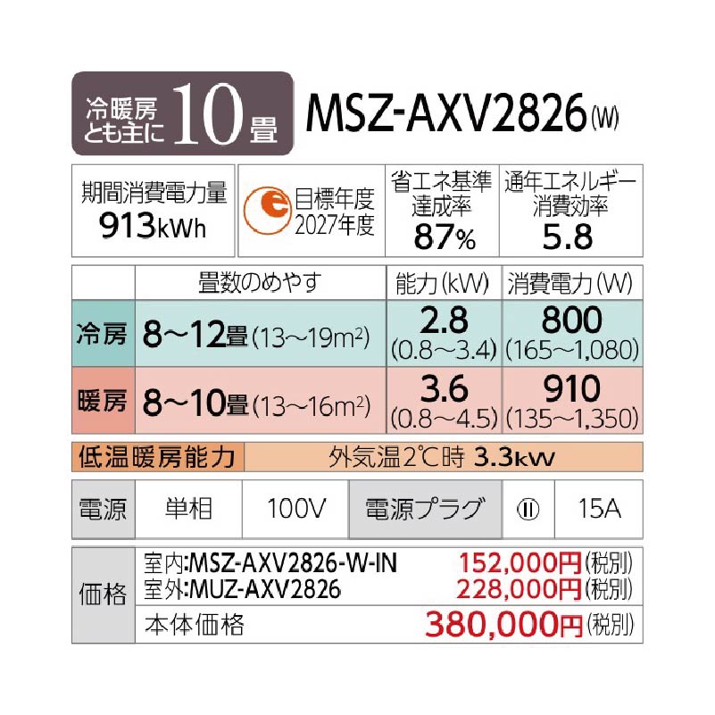 MSZ-AXV2826-W