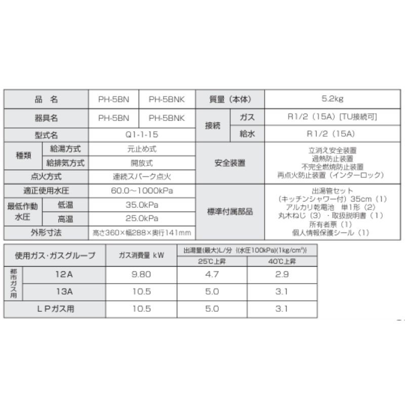 PH-5BNK-13A PH-5BNK-LP