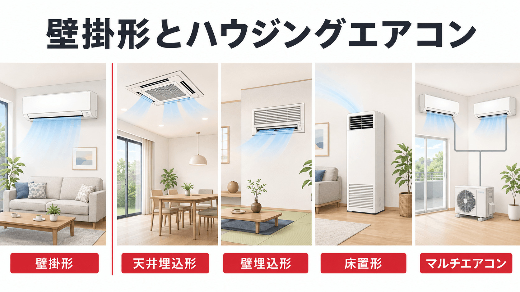 壁掛形とハウジングエアコンの違い
